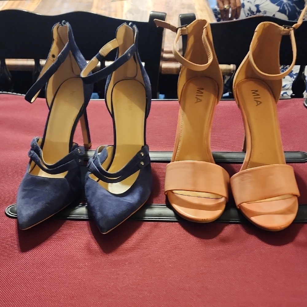MIA Blue and Orange Heels with Ankle Strap